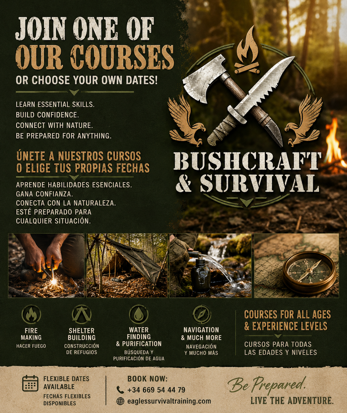 3 to 8H Bushcraft & Survival Workshops